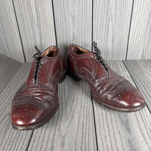 ALLEN EDMONDS Mcallister Mens Burgundy Wingtip Oxford Shoes 10 EEE 6275